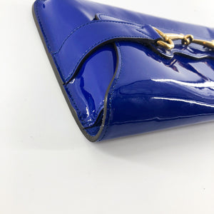 Electric Blue Patent Bright Brit Clutch