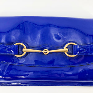 Electric Blue Patent Bright Brit Clutch