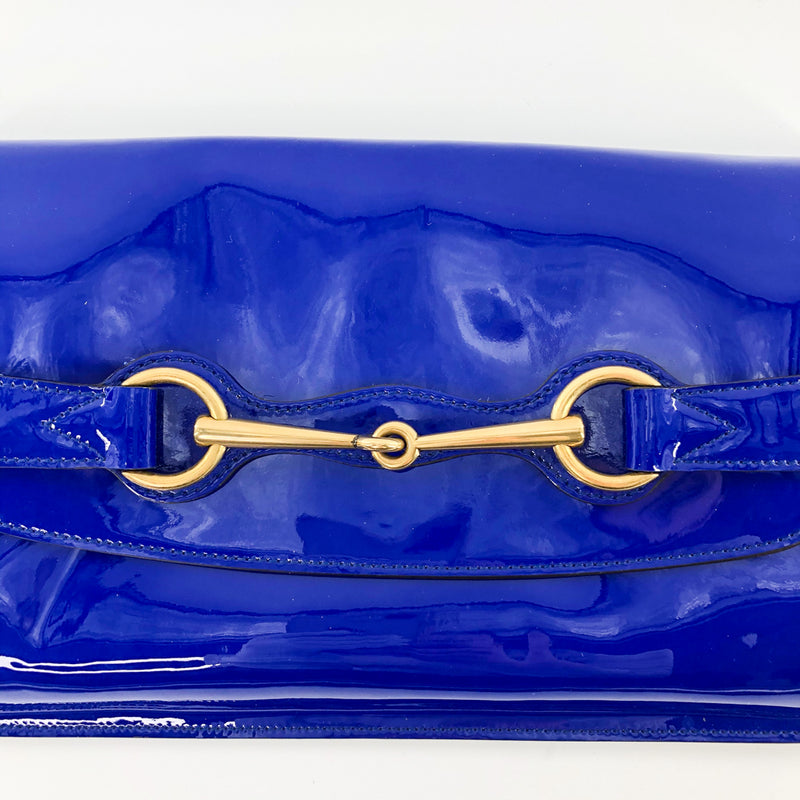 Electric Blue Patent Bright Brit Clutch