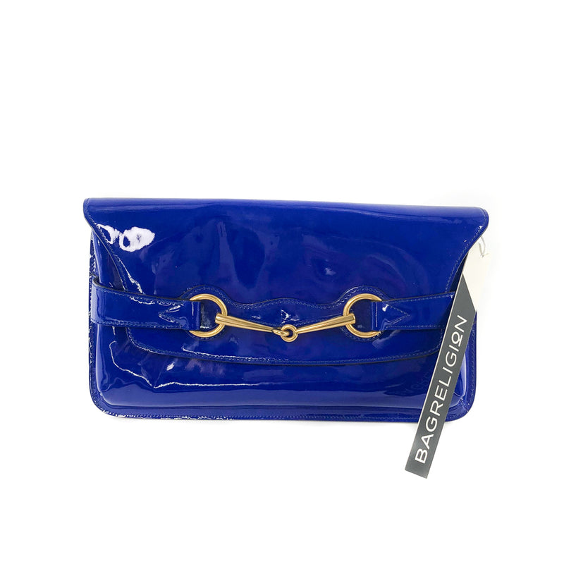 Electric Blue Patent Bright Brit Clutch