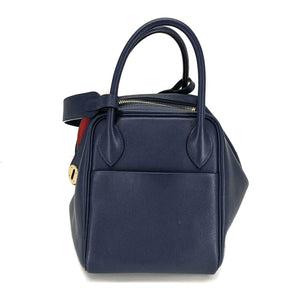 Lindy 30 in Blue Nuit with Rouge Tomate Interior