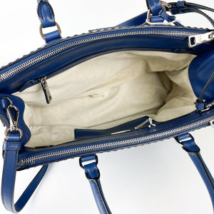 Bluette City Calfskin Stitched Leather Medium Double Zip