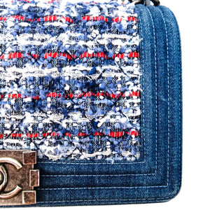 Old Medium Boy Bag in Denim and Tweed with RHW