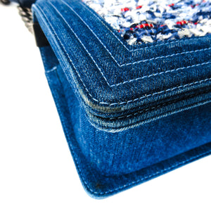 Old Medium Boy Bag in Denim and Tweed with RHW
