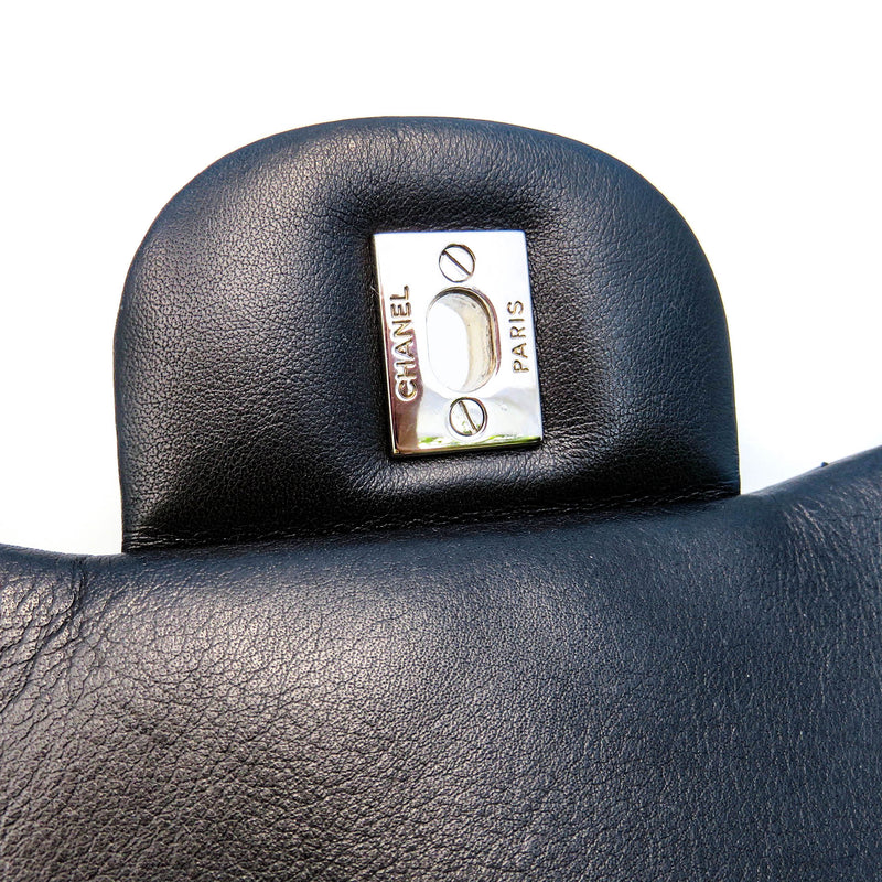 Classic Jumbo in Chevron Patent Leather with SWH Black