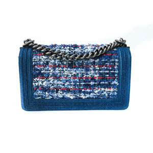 Old Medium Boy Bag in Denim and Tweed with RHW
