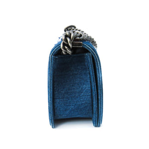 Old Medium Boy Bag in Denim and Tweed with RHW
