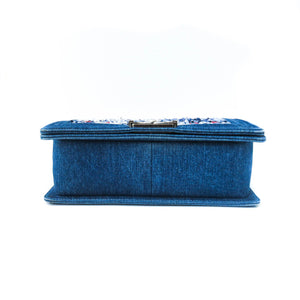 Old Medium Boy Bag in Denim and Tweed with RHW