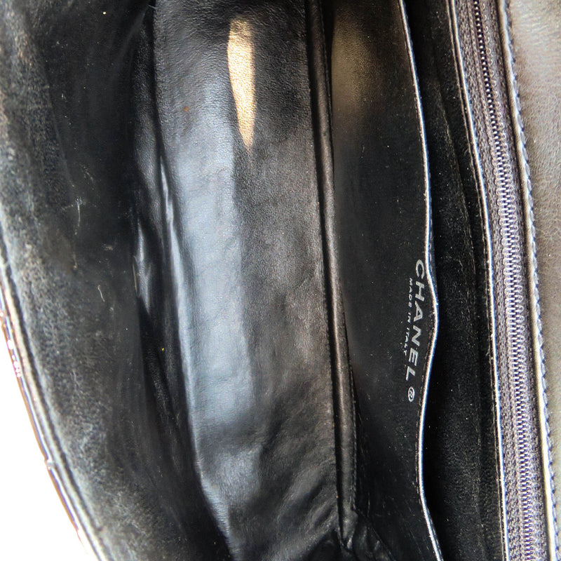Classic Jumbo in Chevron Patent Leather with SWH Black