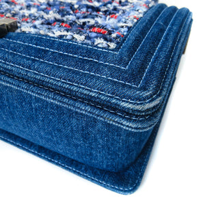 Old Medium Boy Bag in Denim and Tweed with RHW