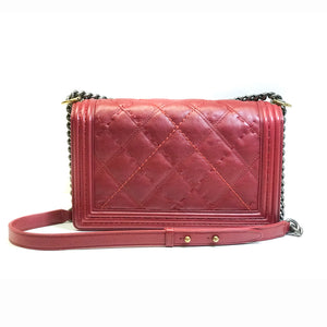 Medium Boy Flap in Stitched Calfskin Leather with RHW