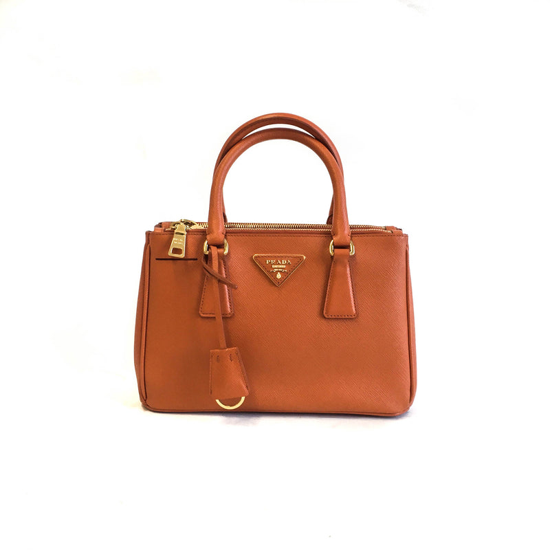 Orange Saffiano Lux Leather Small Tote