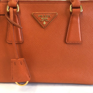 Orange Saffiano Lux Leather Small Tote