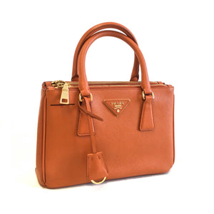 Orange Saffiano Lux Leather Small Tote