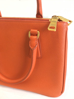 Orange Saffiano Lux Leather Small Tote