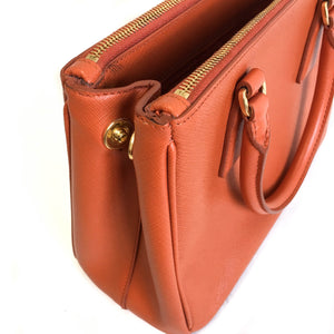 Orange Saffiano Lux Leather Small Tote