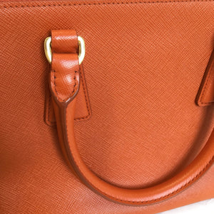 Orange Saffiano Lux Leather Small Tote