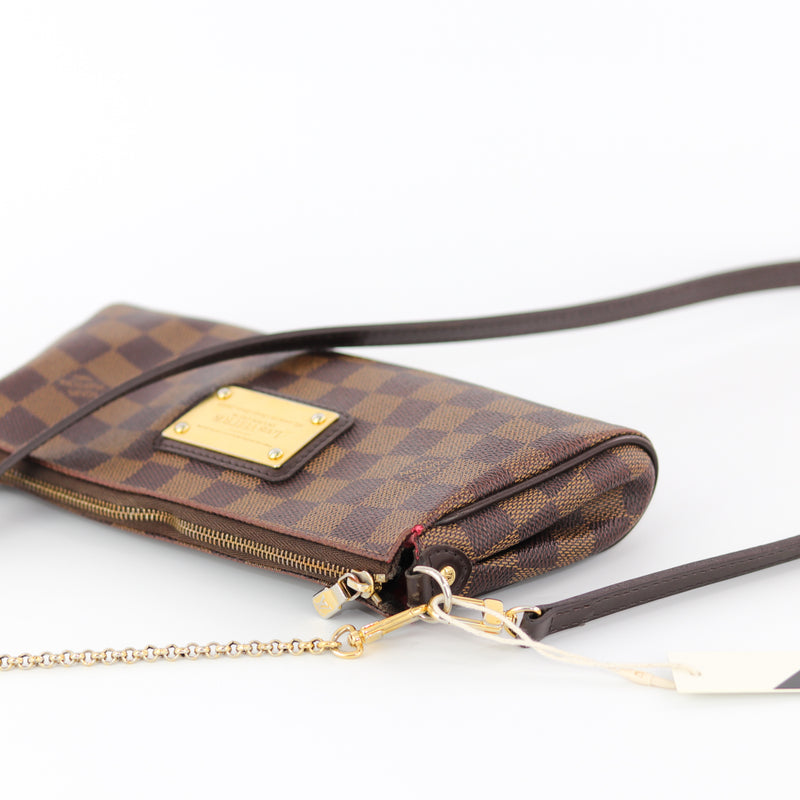 LOUIS VUITTON Eva Pochette Damier Ebene Clutch Crossbody Bag Brown