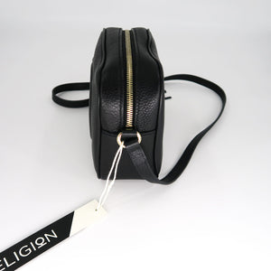 Soho small leather disco bag in black