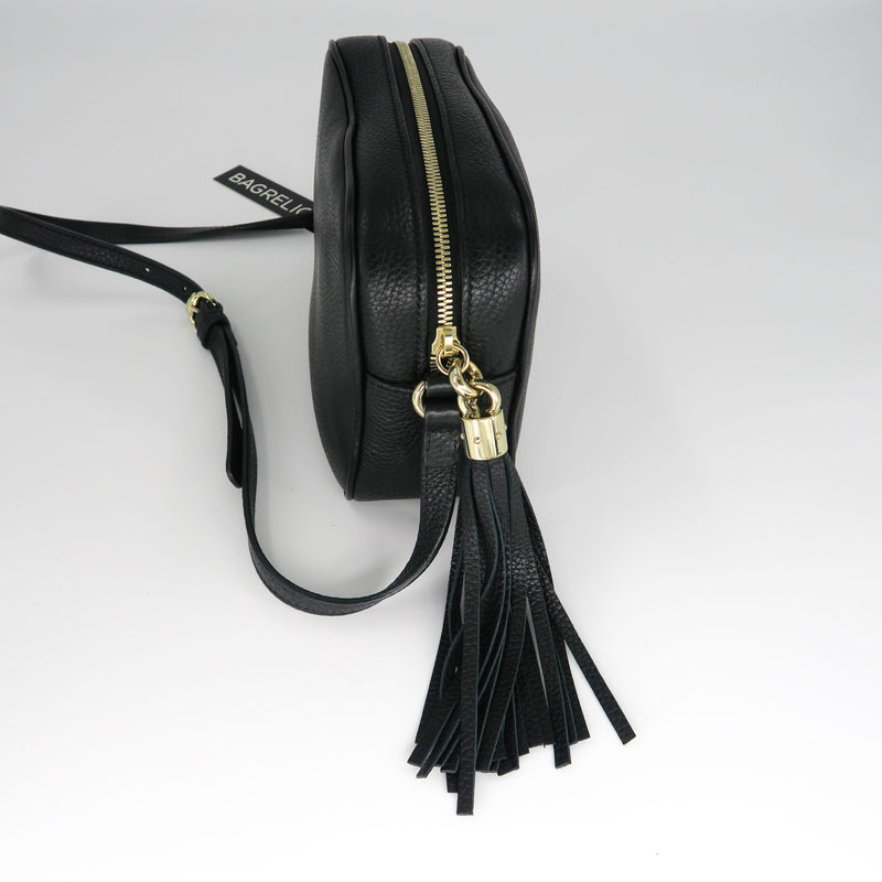 Soho small leather disco bag in black