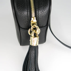 Soho small leather disco bag in black