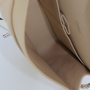 Double Flap Caviar Jumbo in Beige Claire Silver Hardware