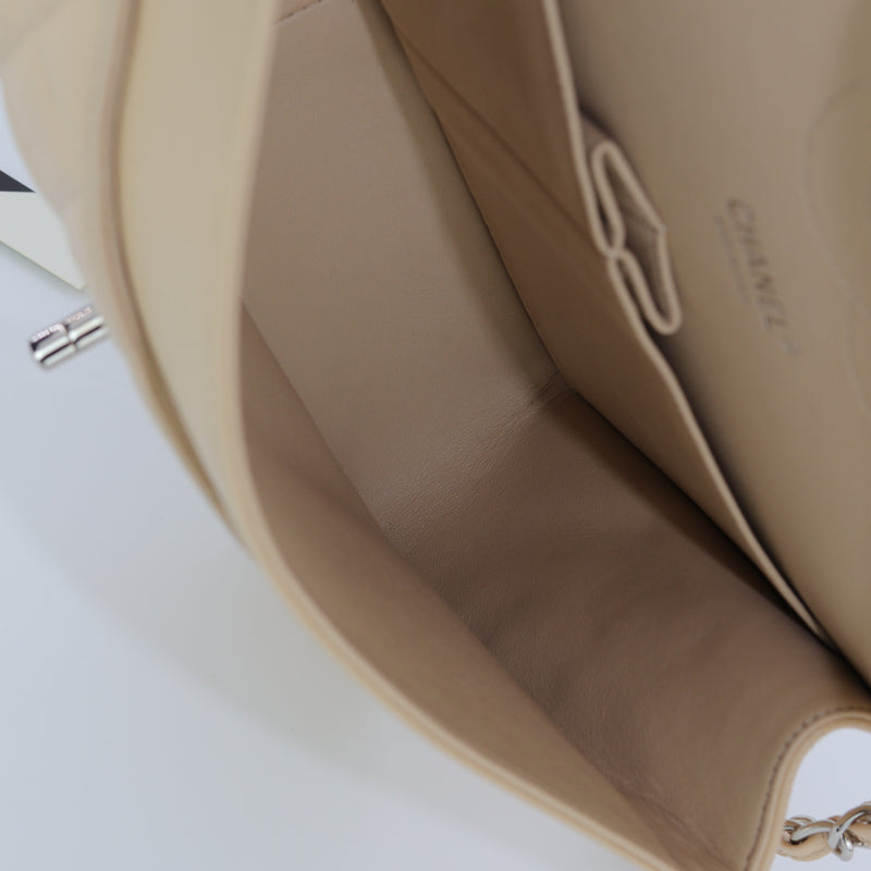 Double Flap Caviar Jumbo in Beige Claire Silver Hardware