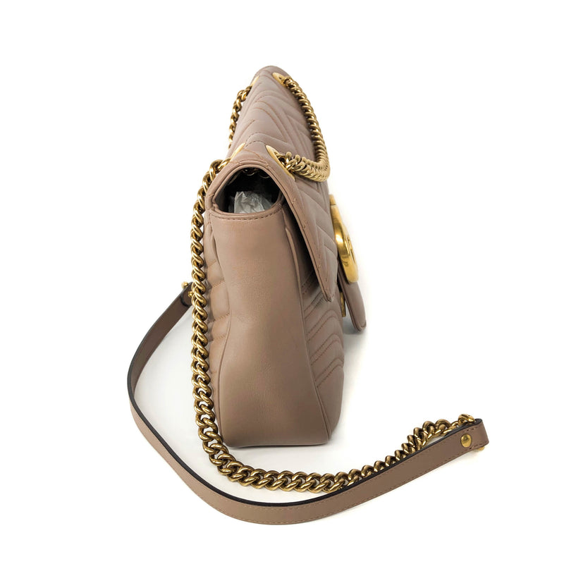 Marmont Matelasse Medium Leather Shoulder Bag in Beige