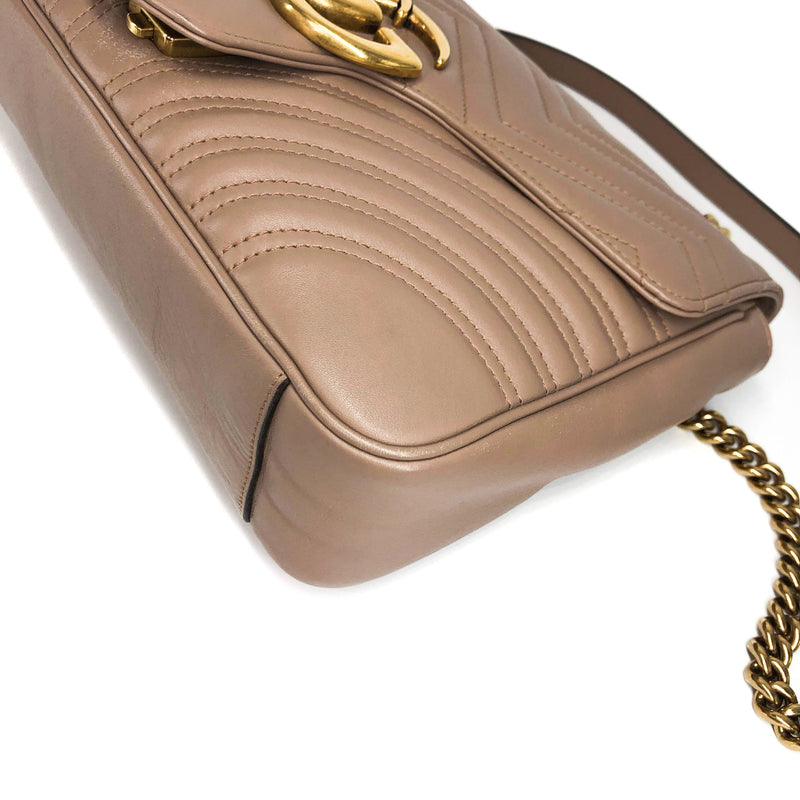 Marmont Matelasse Medium Leather Shoulder Bag in Beige