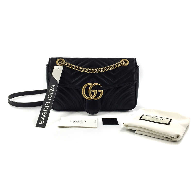 GG Marmont Black Small Matelassé Shoulder Bag