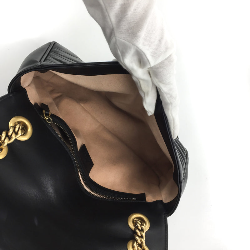 GG Marmont Black Small Matelassé Shoulder Bag