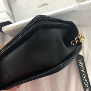 Old Medium Black Lambskin Boy Bag ghw