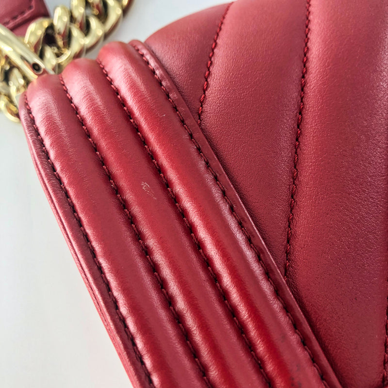 Small Boy in Red Chevron Calfskin GHW