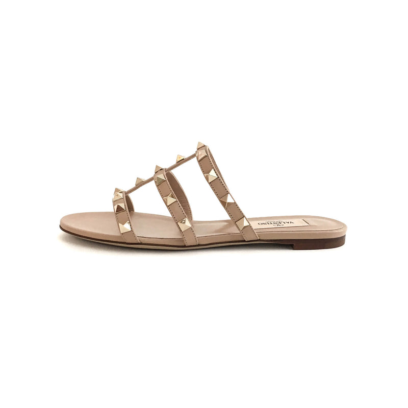 Rockstud Slide Sandal in Sandy Beige