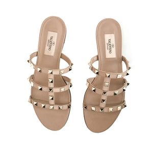 Rockstud Slide Sandal in Sandy Beige