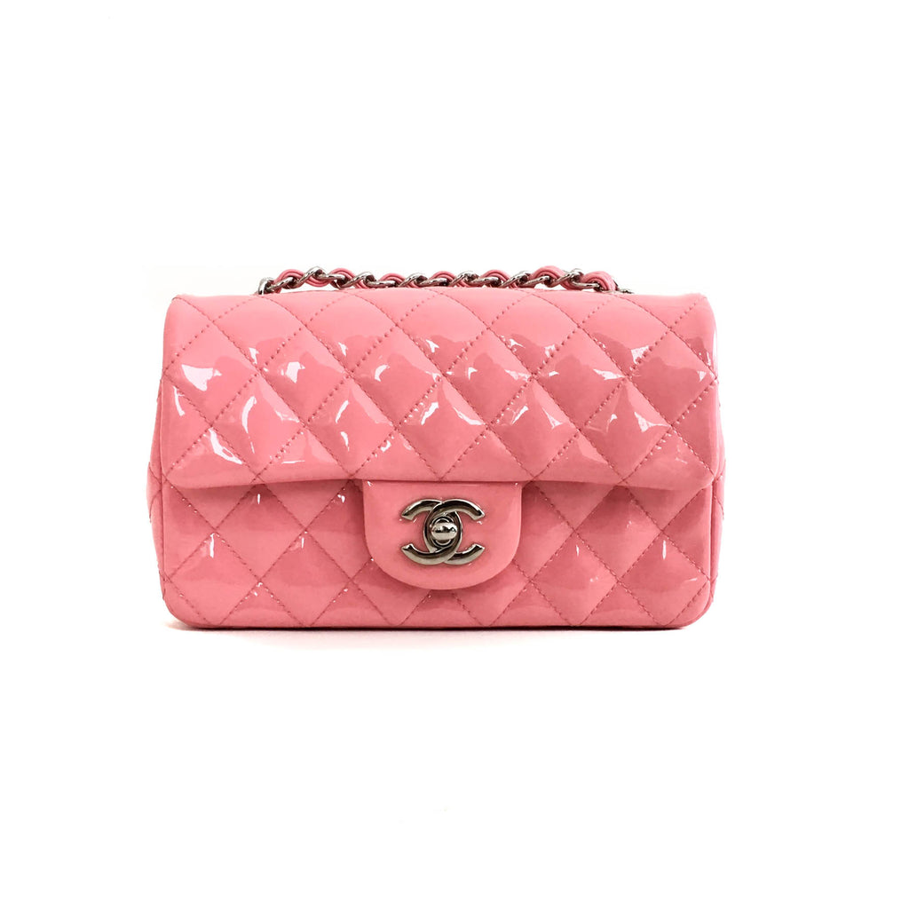 Mini Flap Bag in Pink Quilted Patent Leather