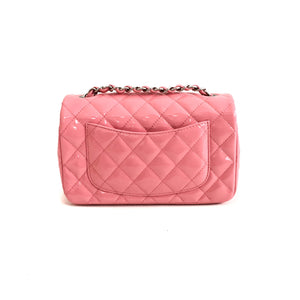 Mini Flap Bag in Pink Quilted Patent Leather