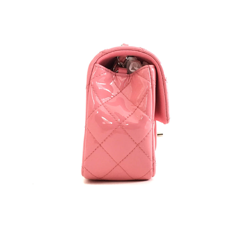 Mini Flap Bag in Pink Quilted Patent Leather