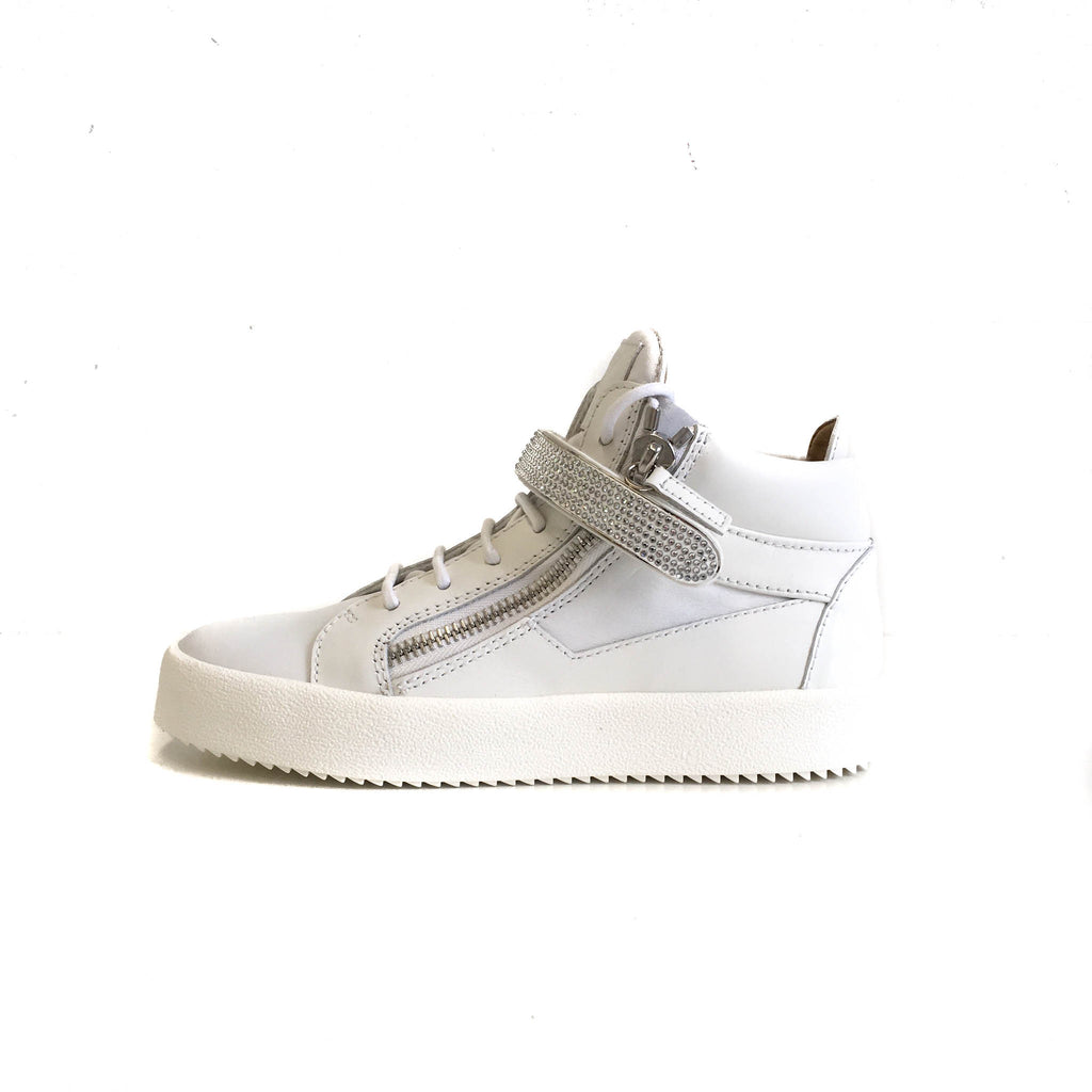 Coby High Top Sneakers in White with Crystal details