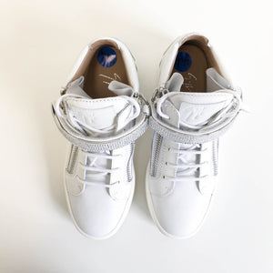 Coby High Top Sneakers in White with Crystal details