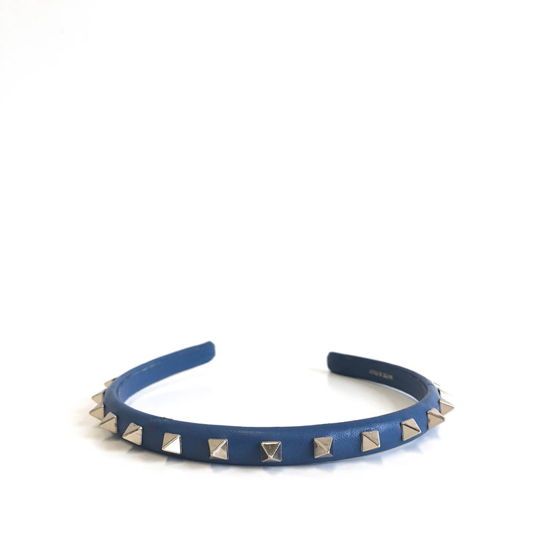 Rockstud Headband in Deep Blue with Gold Tone Hardware