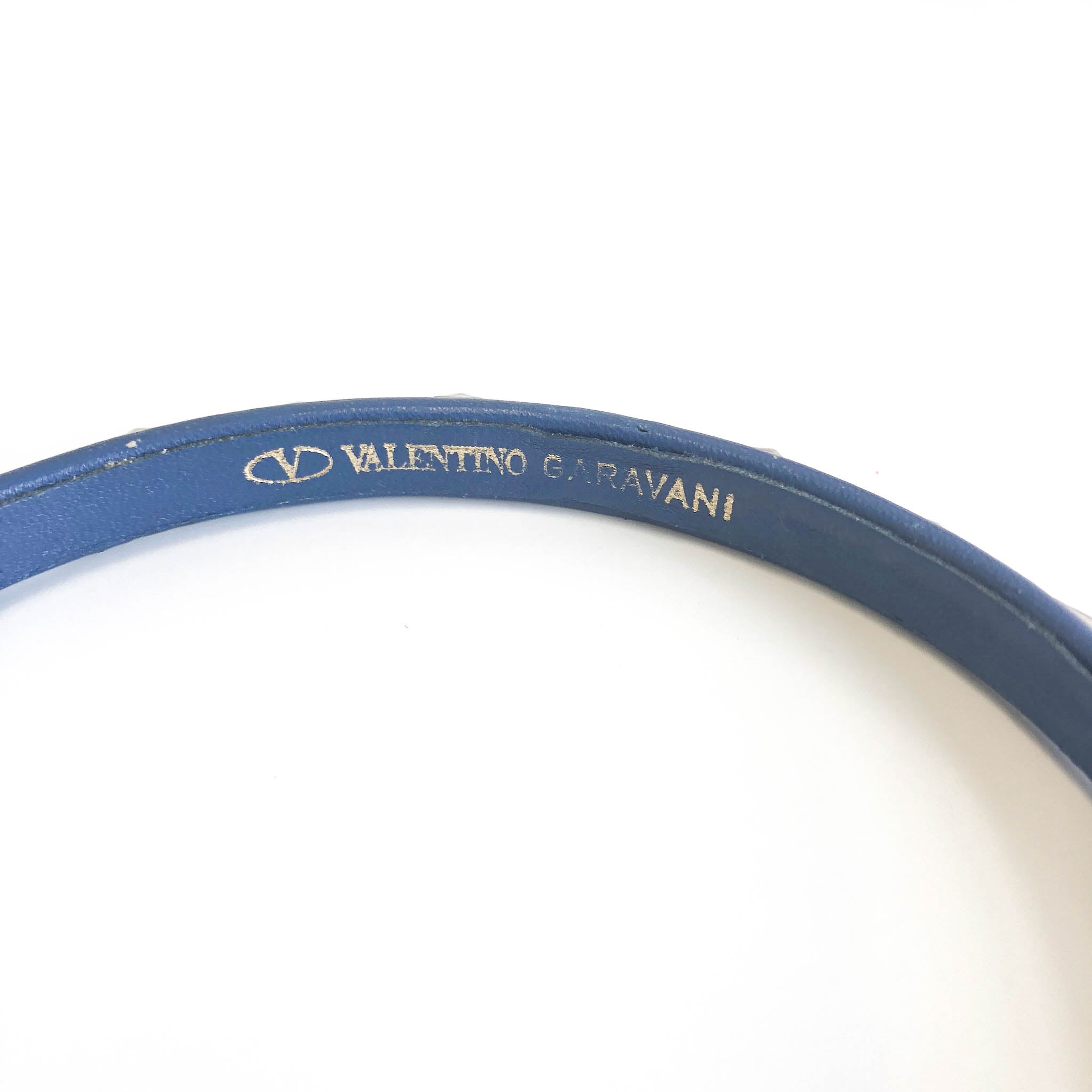 Valentino Rockstud Headband in Deep Blue with Gold Tone hardware