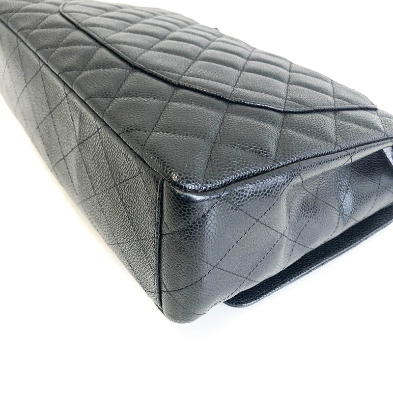 Single Flap Maxi in Black Caviar Leather with Silver Hardware