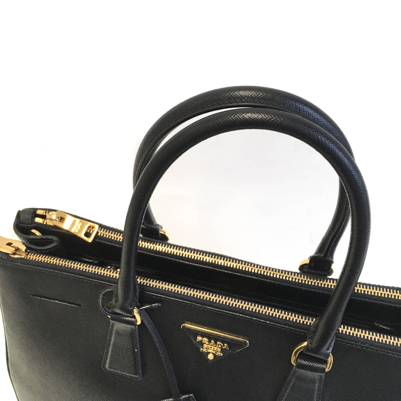 Large Black Saffiano Double Zip Bag