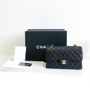 Small Flap Bag in Black Caviar with GHW