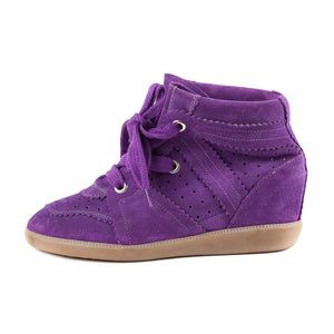 Bobby Concealed Wedge Suede Sneakers Purple