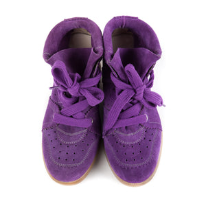 Bobby Concealed Wedge Suede Sneakers Purple