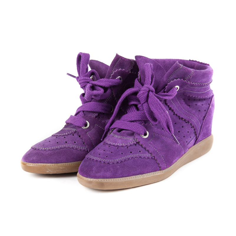 Bobby Concealed Wedge Suede Sneakers Purple