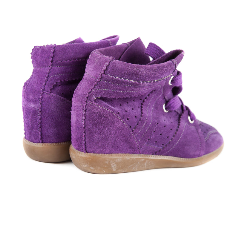 Bobby Concealed Wedge Suede Sneakers Purple