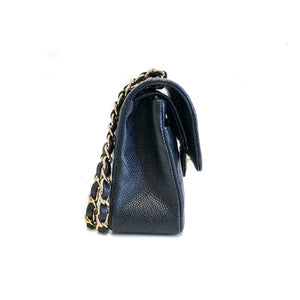 Small Flap Bag in Black Caviar with GHW